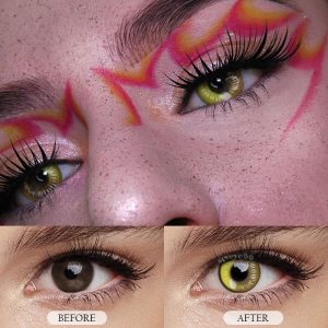 Eyemi Anime Tear Yellow Prescription Cosplay Colored Contact Lenses