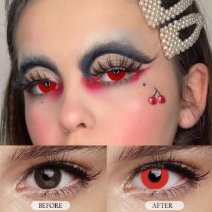 Eyemi Vampire Red Block Prescription Cosplay Colored Contact Lenses