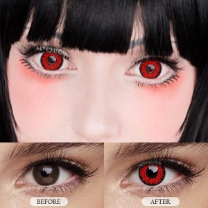 Eyemi Peony Red Prescription Cosplay Colored Contact Lenses