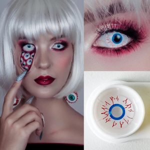 Red Vessels Blue Rim Horror Lens Contact Lenses
